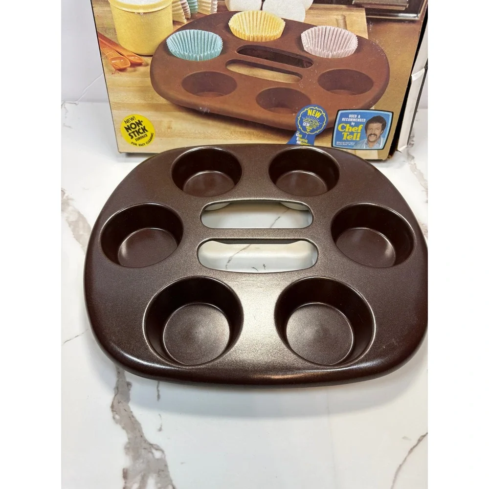 Nordic‎ Ware Microwave Eggs N Muffin Pan Gemstone Brown 6 Cavity Vintage 11.5in